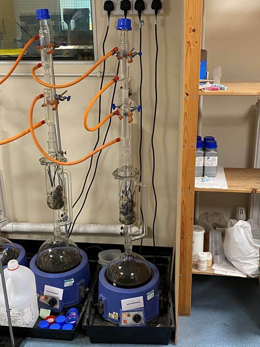 Sample preparation - Soxhlet extractor to remove oil-based contaminants for vitrinite reflectivity analysis - APT – geochemistry